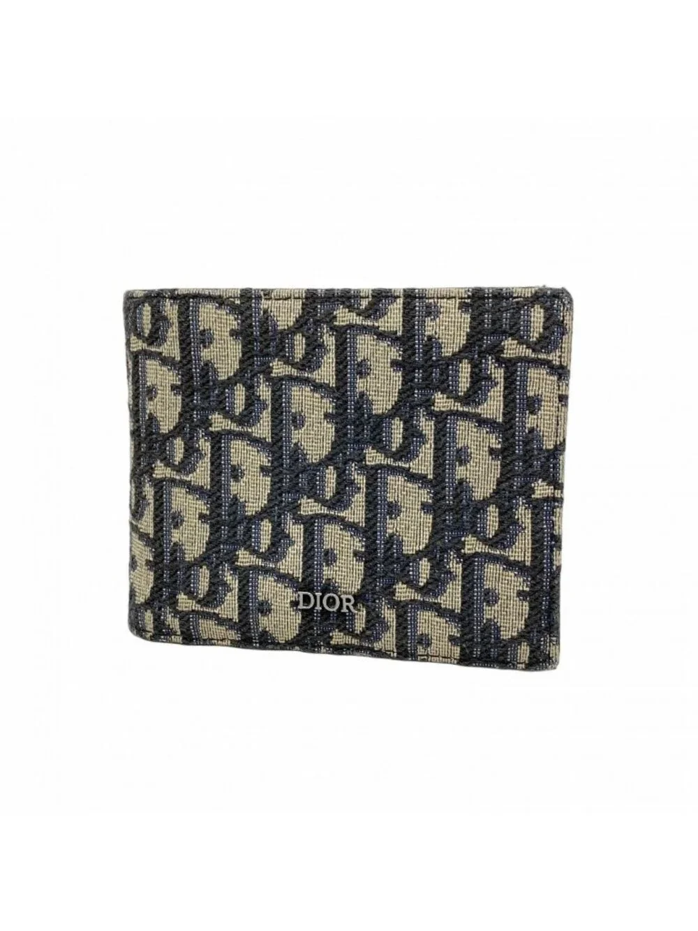 Dior Wallet Trotter Canvas Navy Silver